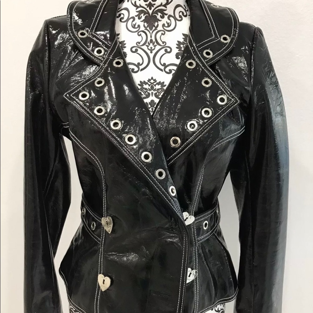 RARE Betsey Johnson Black Patent Coat Small Medium